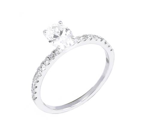 خاتم سولتير ألماس SI H OVAL CUT