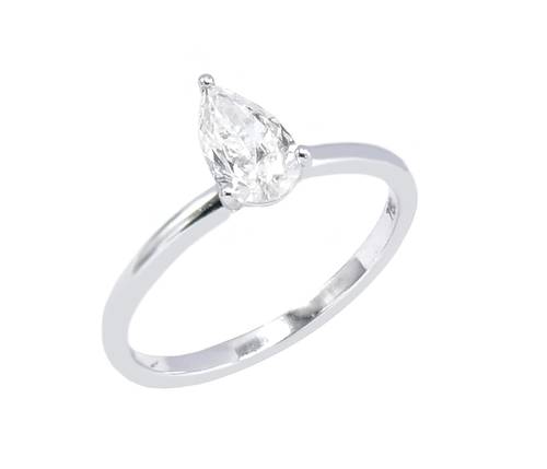 خاتم سولتير ألماس SI H Pear CUT 