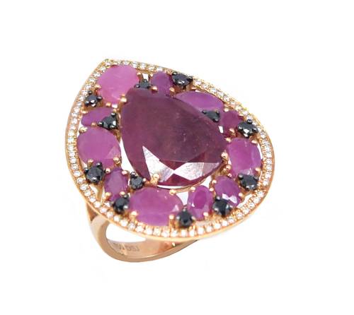 Diamond ring and natural stones