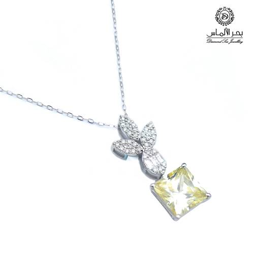 Natural Diamond and Yellow Stone Pendant