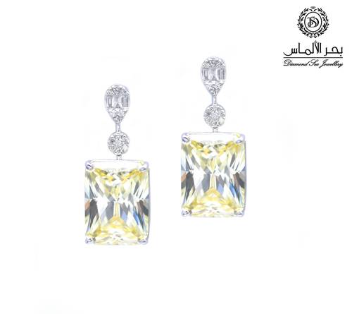 Natural diamond and yellow stone earring