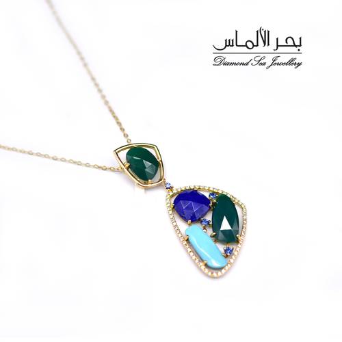 Diamond and natural stones pendant