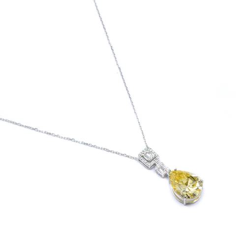Diamond and yellow stone necklace