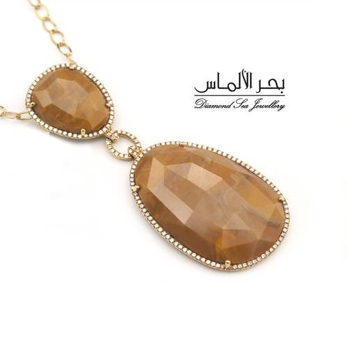 Diamond and natural stones necklace