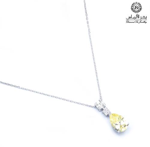 Natural diamond and yellow stone necklace