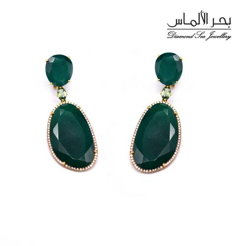 Diamond and natural stones earrings