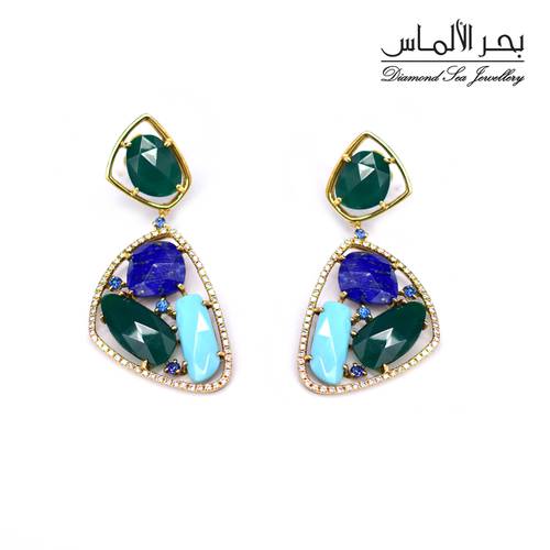 Diamond and natural stones earrings