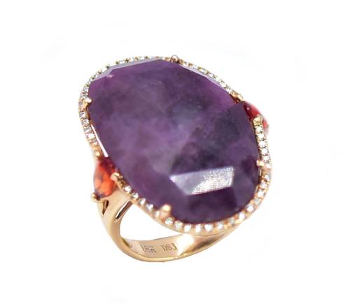Diamond ring and natural stone