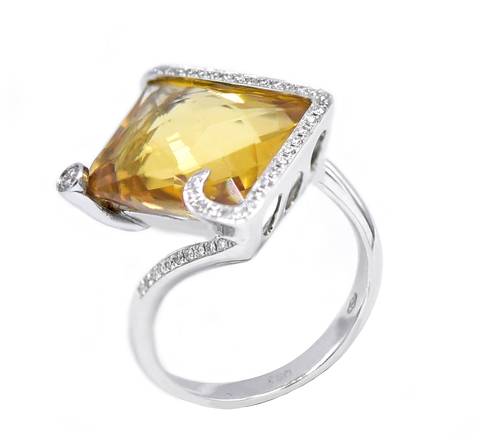 Diamond and citrine ring