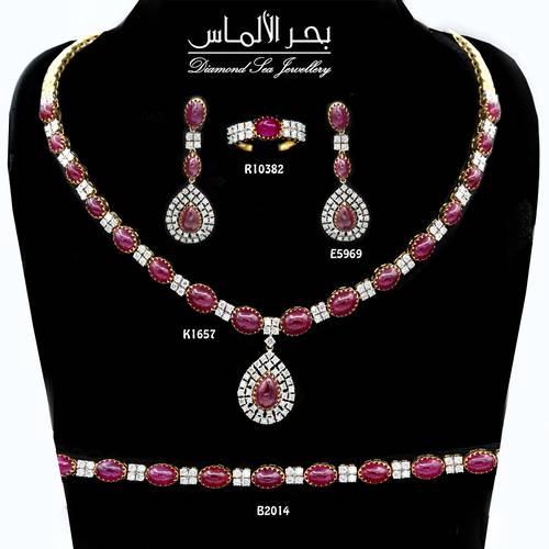 Diamond set with ruby