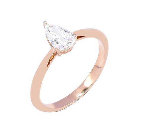 خاتم سولتير ألماس PEAR CUT SI G