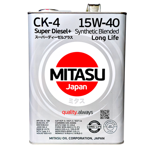 ميتاسو زيت محرك ديزل ياباني MITASU CK-4 15W40 - 4L