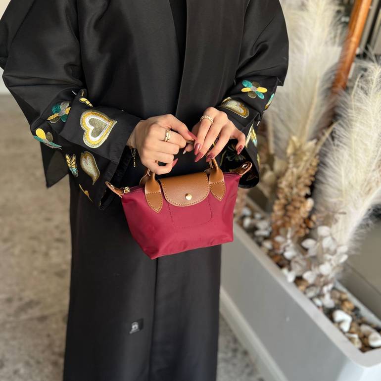 لونج تشامب عنابي مع بني مقاس - S