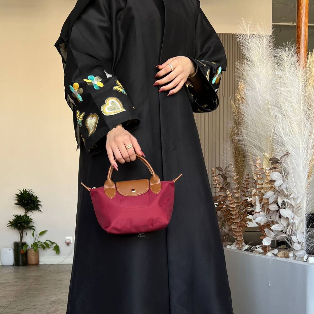 لونج تشامب عنابي مع بني مقاس - S