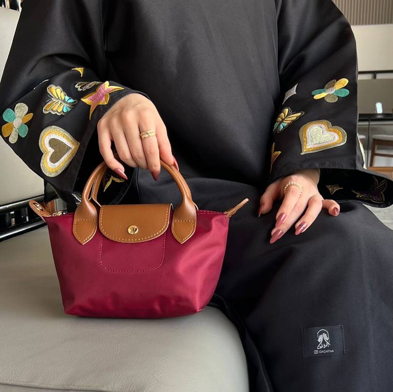 لونج تشامب عنابي مع بني مقاس - S