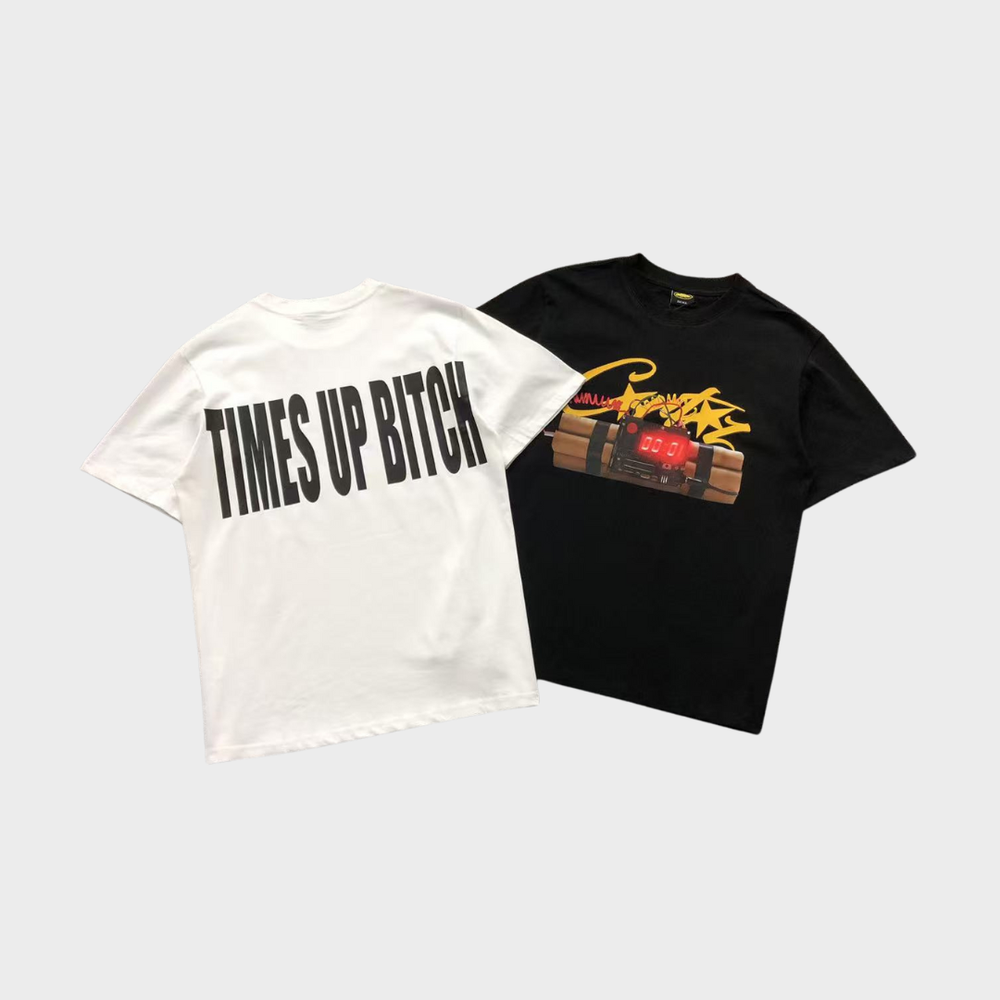 Corteiz "TIME IS UP BITCH" T-shirt Black &amp; White 