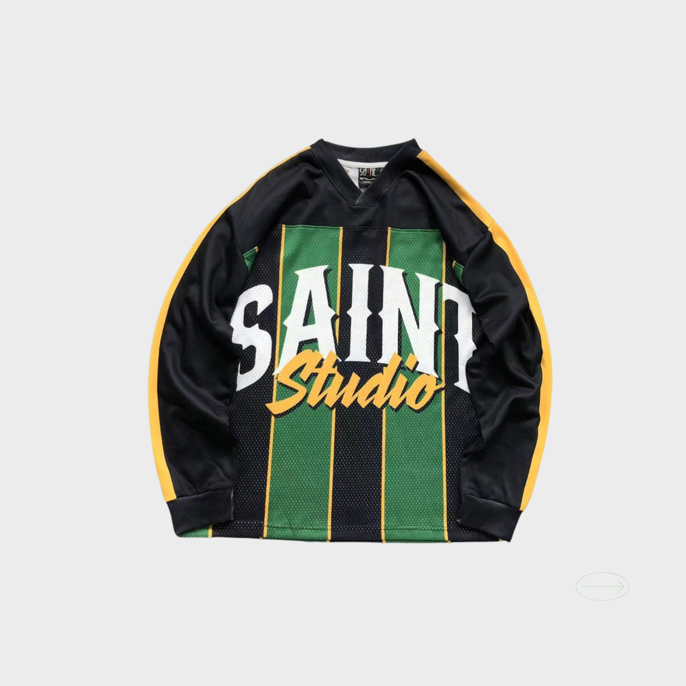 SAINT MICHAEL – Studio Stripes Mesh Jersey