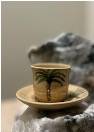palm tree espresso cup with a handmade saucer - Khazaf Amlaa