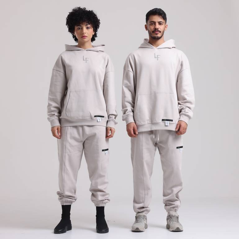  (Beige) Hoodie Set Oversize - L