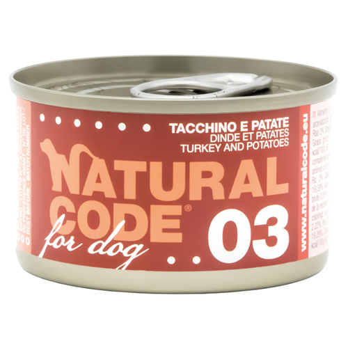 Natural Code 03 Cans Turkey and Potatos for Dogs 90g