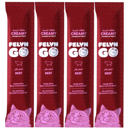 Felyn Go Creamy Lickable Treats Beef Sachet 4x15g