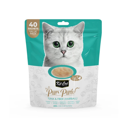 Kit Cat Puree Value Tuna & Fiber (Hairball) 15gx40 Sachets