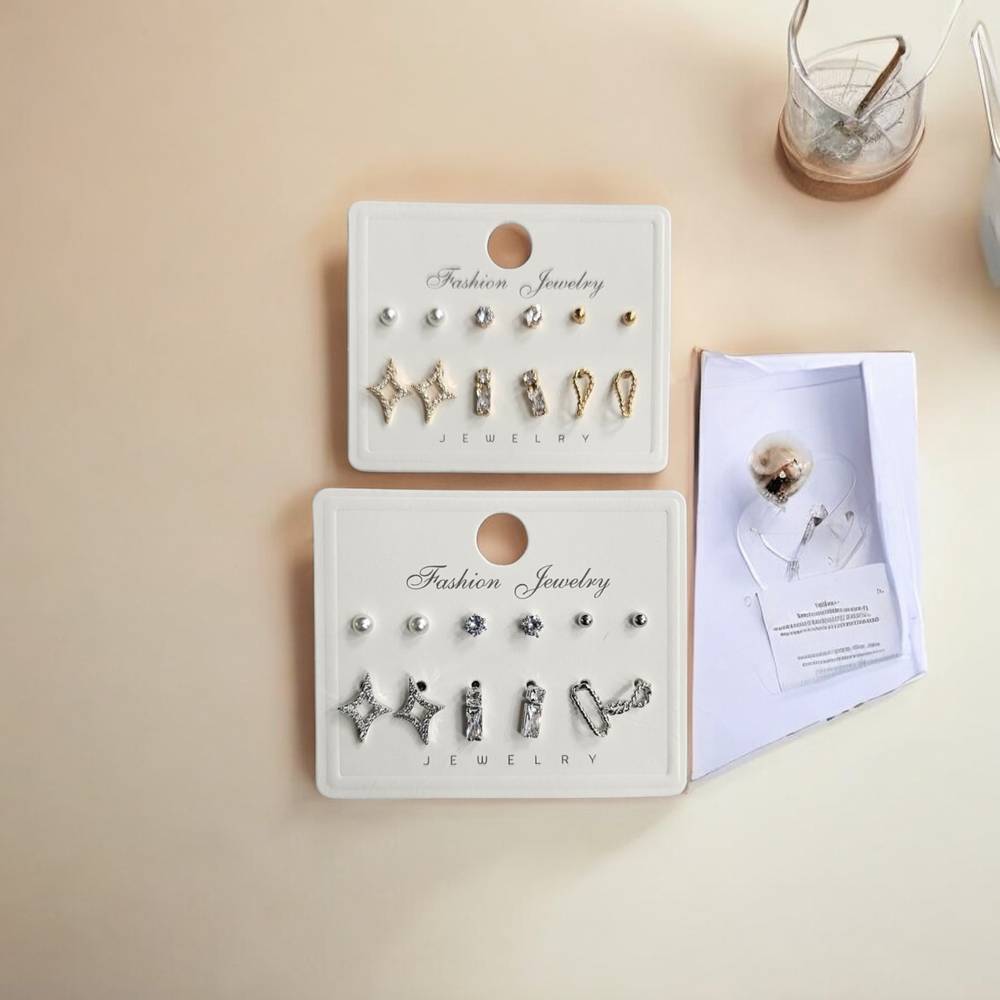 حلق ناعم زركون مشكل مع علبة فخمة 