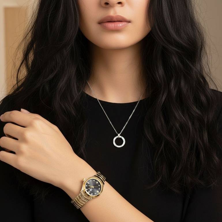 ساعة نسائية ضد الماء مع تعليقة زركون وعلبة فخمة