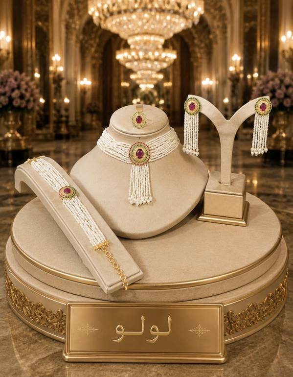 طقم زركون لولو 4 قطع مع علبة فخمة