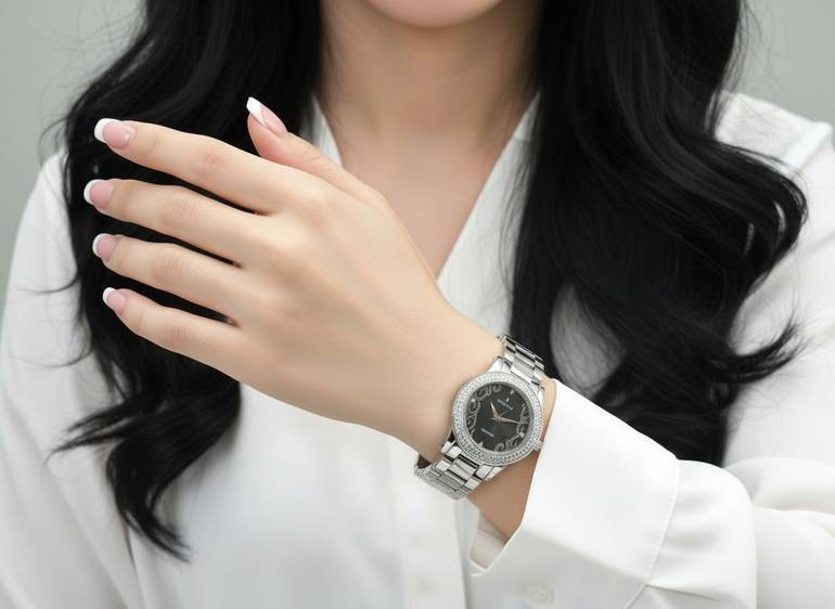 ساعة نسائية زركون ضد الماء مع علبة فخمة