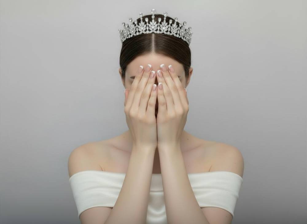 تاج زركون لون فضي مع علبة فخمة