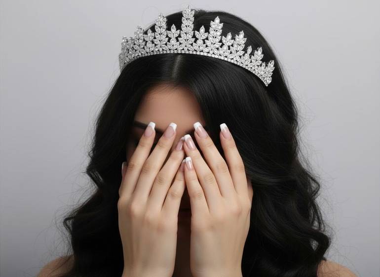 تاج زركون لون فضي مع علبة فخمة