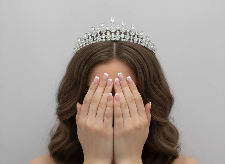 تاج زركون لون فضي مع علبة فخمة