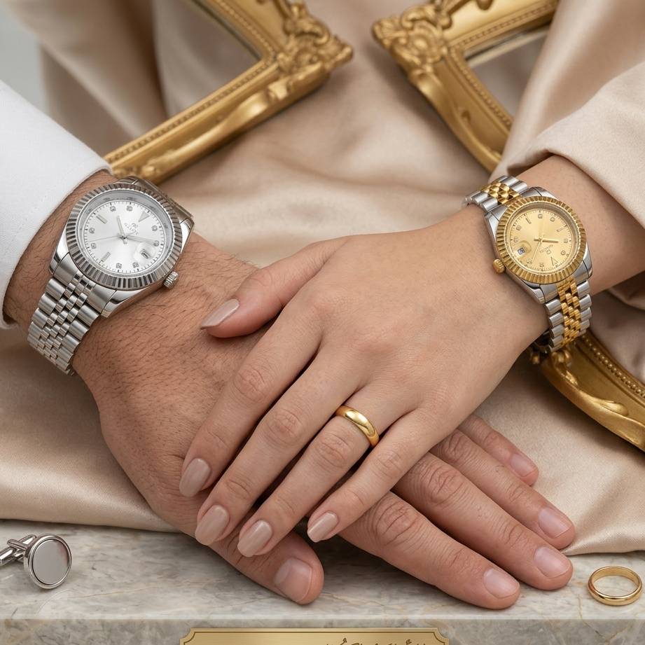 ساعة للجنسين ضد الماء بعلبة فخمة