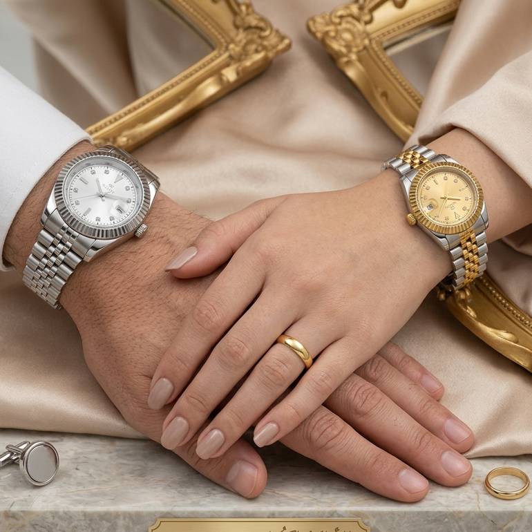 ساعة للجنسين ضد الماء بعلبة فخمة
