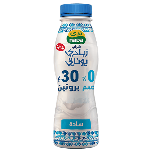 شراب زبادي يوناني 30جم بروتين بدون الدسم 330 مل ندى - سادة