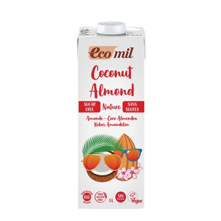 حليب جوز الهند العضوي مع حليب اللوز العضوي خالي من السكر ١ لتر ايكوميل Ecomil