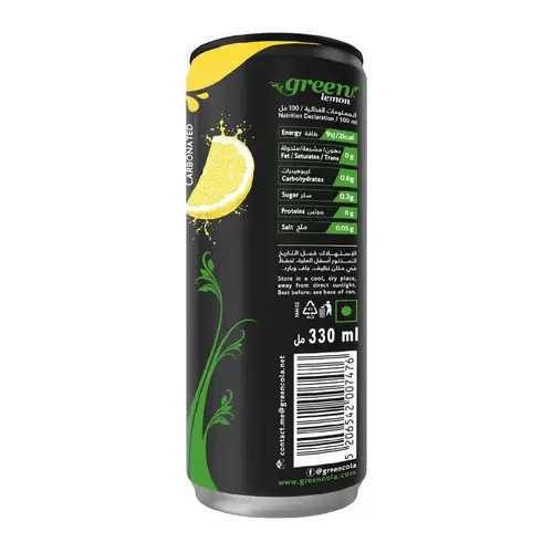 جرين كولا مشروب غازي نكهة الليمون 330مل محلى بستيفيا