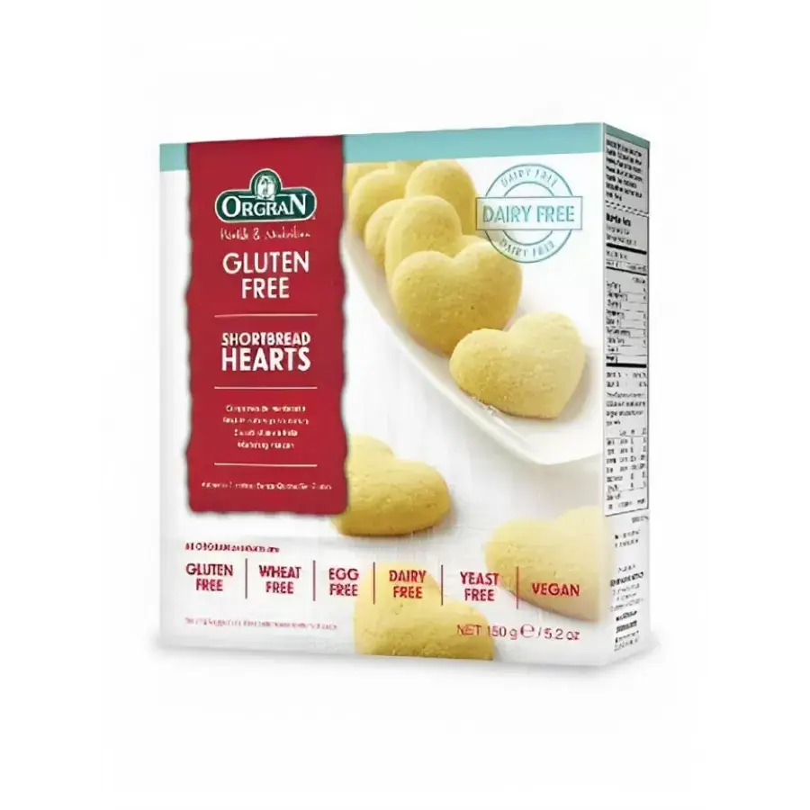 Orgran Shortbread Hearts 150g, Gluten Free