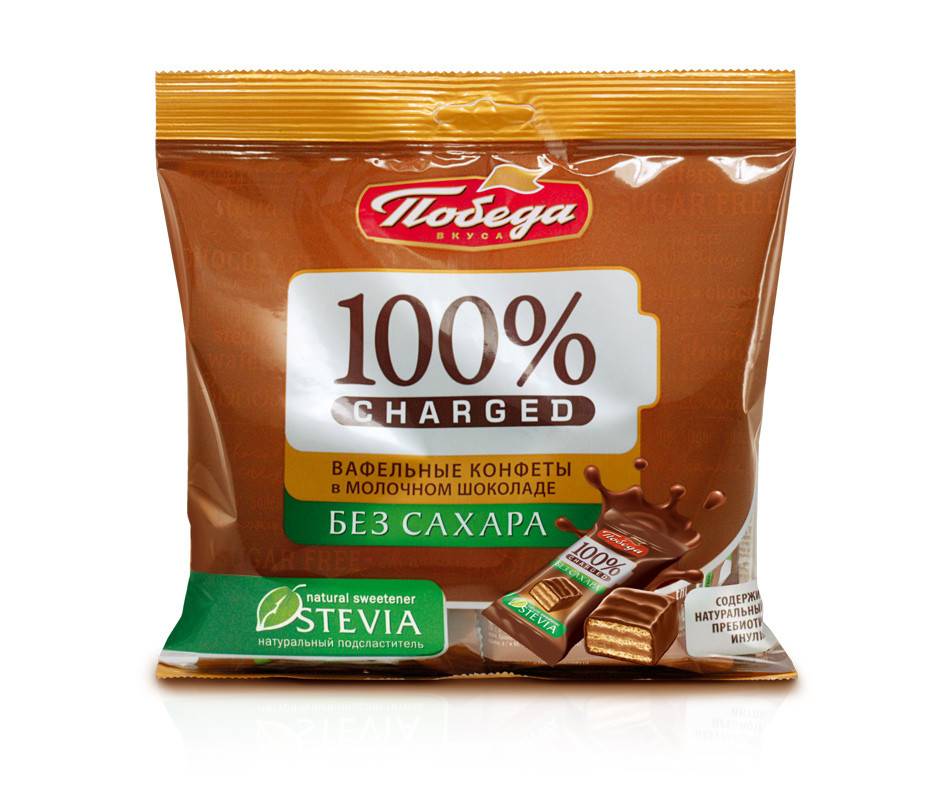 Wafer covered with chocolate no added sugar - Pobeda - Milk Chocolate