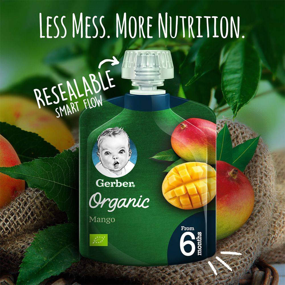 Gerber Organic Baby Food 6 Months 90g - Mango (Pack of 4)