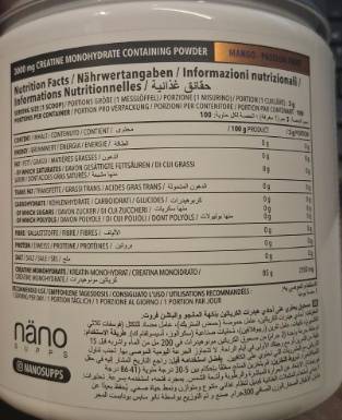 NANO SUPPS Creatine Monohydrate Mango Passion Fruit 300g