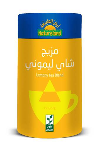 مزيج شاي ليموني مع شاي القراص ١5 كيس هرمي عضوي أرض الطبيعة