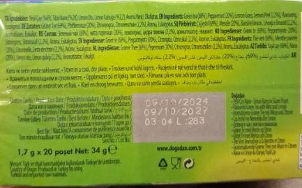 Doğadan Green Tea with Mint & Lemon – 20 Tea Bags