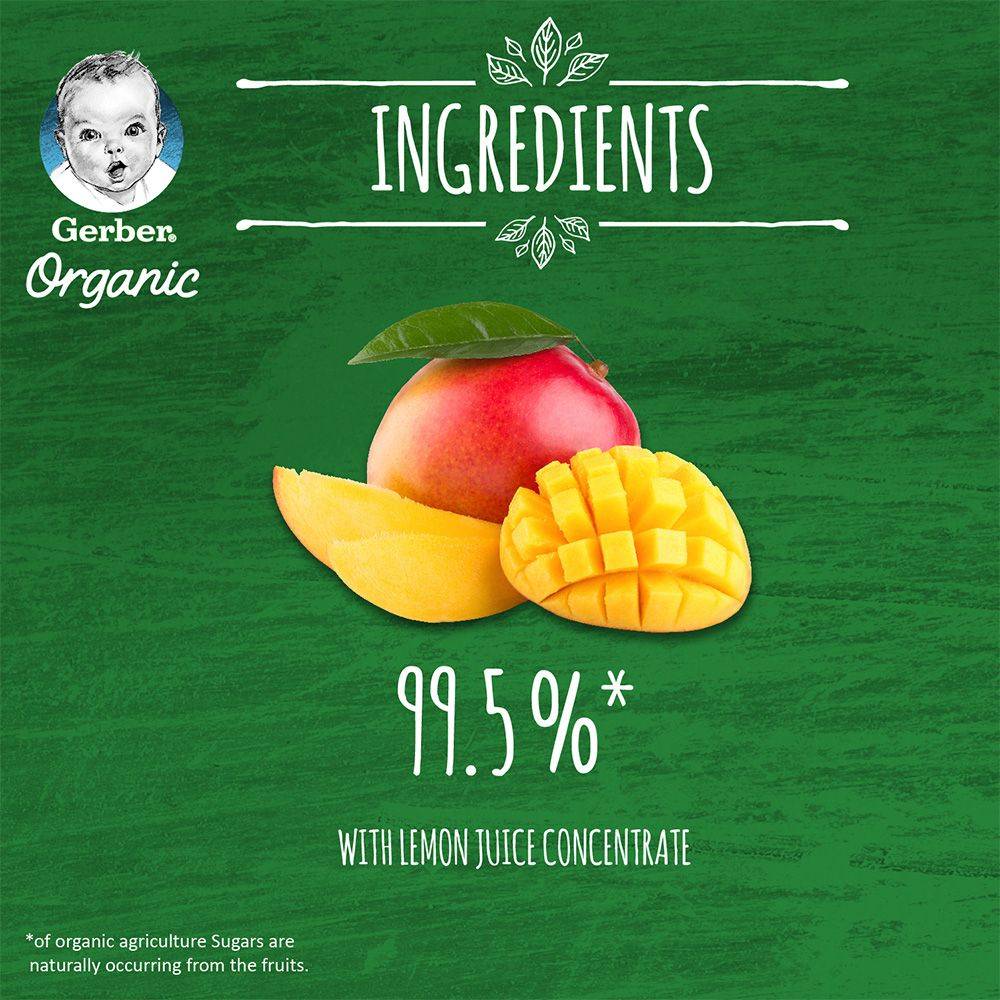 Gerber Organic Baby Food 6 Months 90g - Mango (Pack of 4)