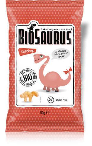 شيبس الديناصور منتفخات الذرة المخبوزة بالكاتشب 50 جم بايوسوروس BioSourus