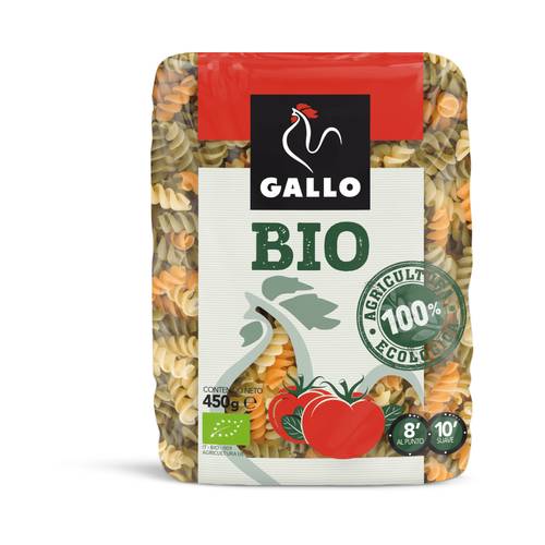 مكرونة لولبية عضوية من القمح الكامل مع الطماطم والسبانخ – جاللو BIO 450 جم