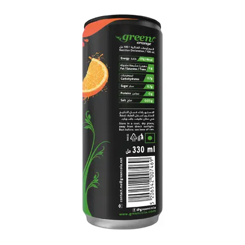 جرين كولا مشروب غازي نكهة البرتقال 330مل محلى بستيفيا