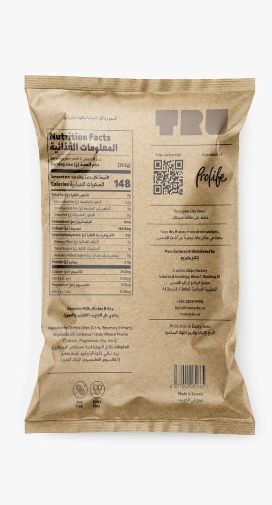 Prolife Tru Tortilla Chips Barbecue 90g