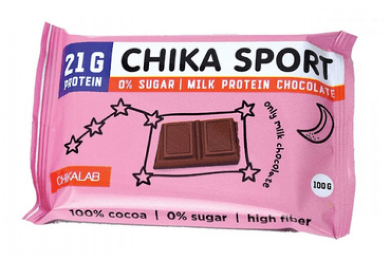 شيكاسبورت- شوكلاتة ببروتين الحليب خالية من السكر 100 جم Chikasport  - سادة - حبة